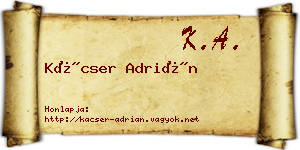 Kácser Adrián névjegykártya